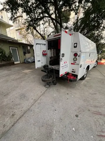 Magnet Plumbing service vehicle on-site for Slab Leak Repair in Pecan Estates